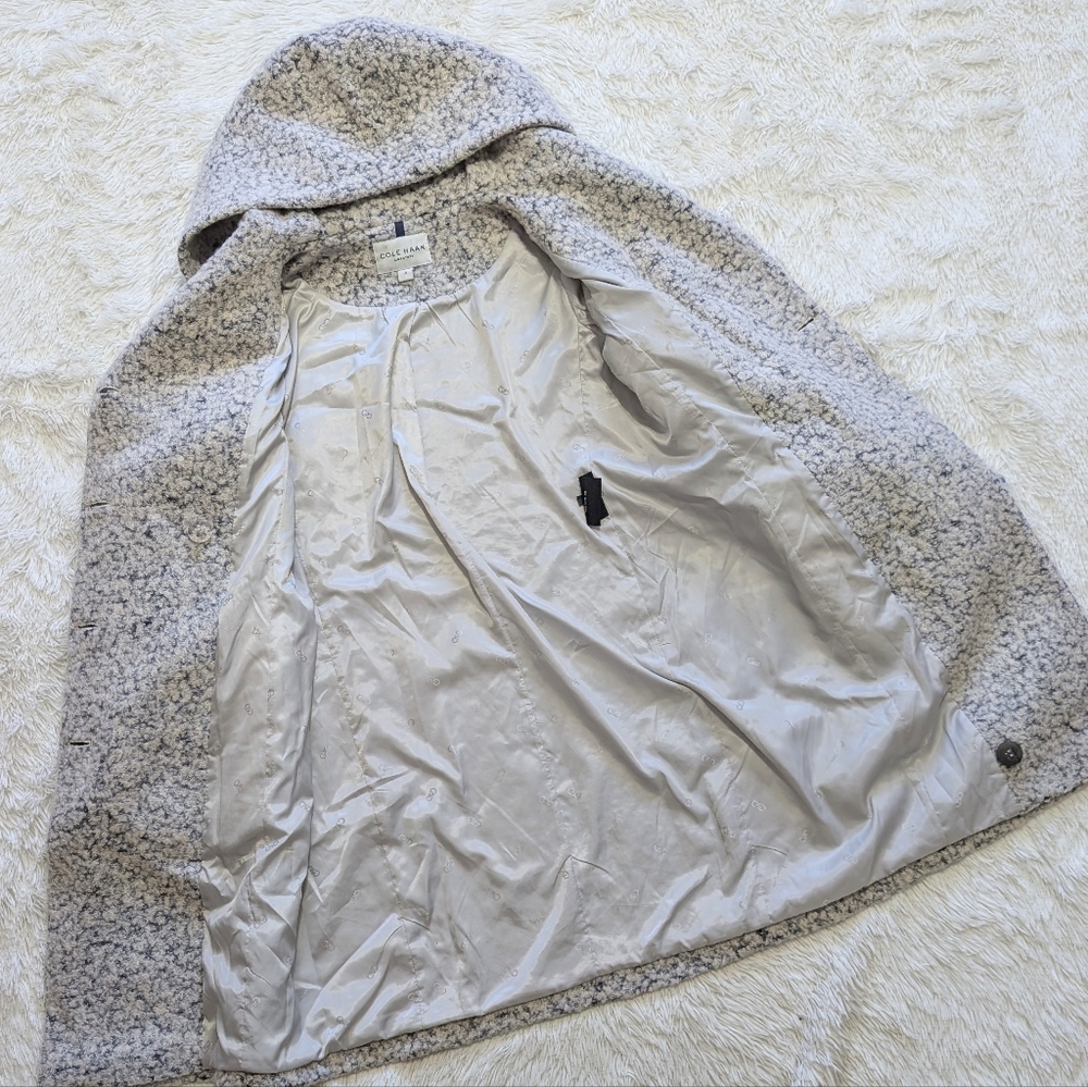 Cole Haan Wool Blend Mid Weight Hooded Single Breast Long Walker Peacoat 2 - Picture 10 of 17